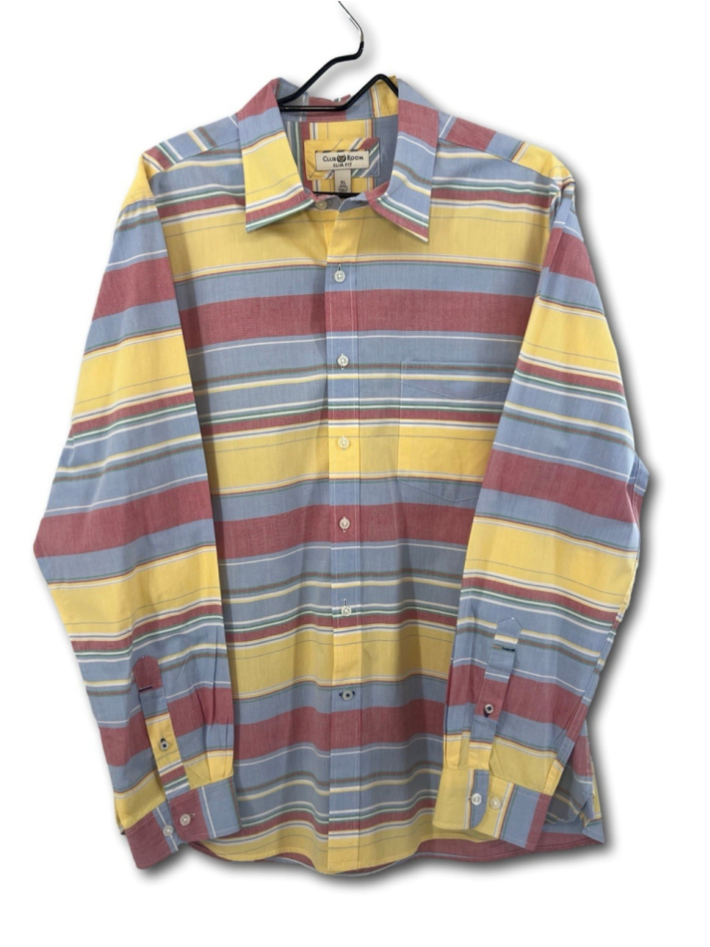 Club Room Slim Fit Men’s Shirt Long Sleeve Button Down Marina Stripe Size XL